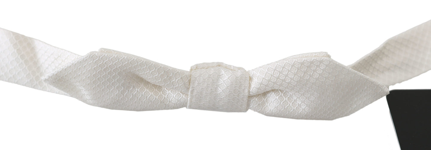 Dolce & Gabbana White 100% Silk Slim Adjustable Neck Papillon Men Tie Dolce & Gabbana