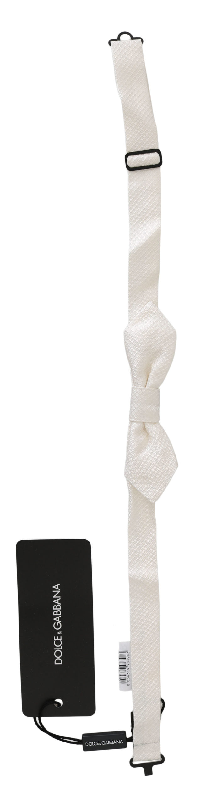 Dolce & Gabbana White 100% Silk Slim Adjustable Neck Papillon Men Tie Dolce & Gabbana