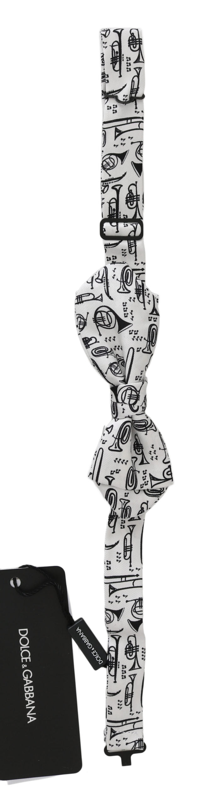 Dolce & Gabbana White Instruments Adjustable Neck Papillon Men Bow Tie Dolce & Gabbana