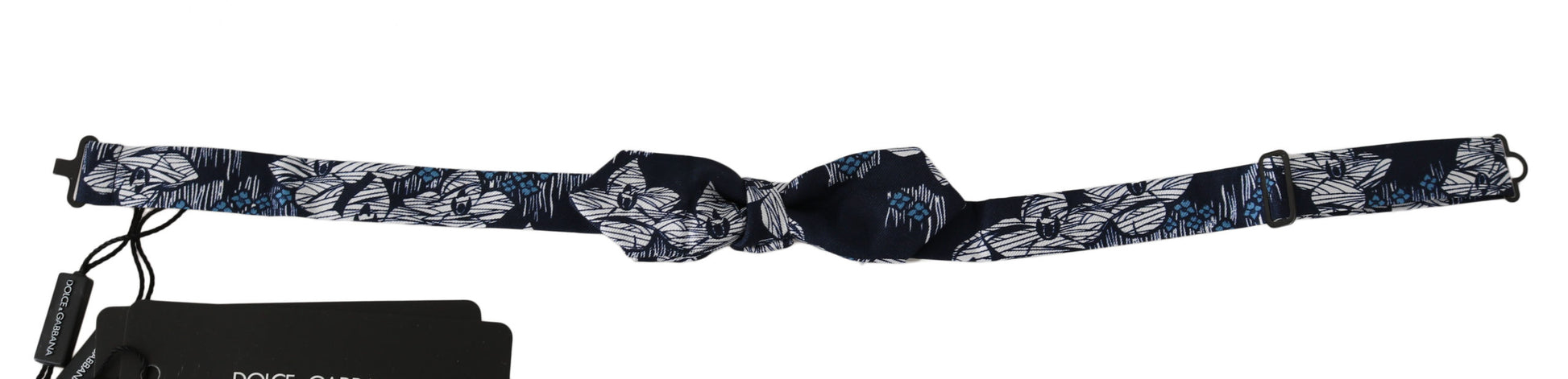 Dolce & Gabbana Navy Blue Floral Slim Adjustable Neck Papillon Men Bow Tie Dolce & Gabbana