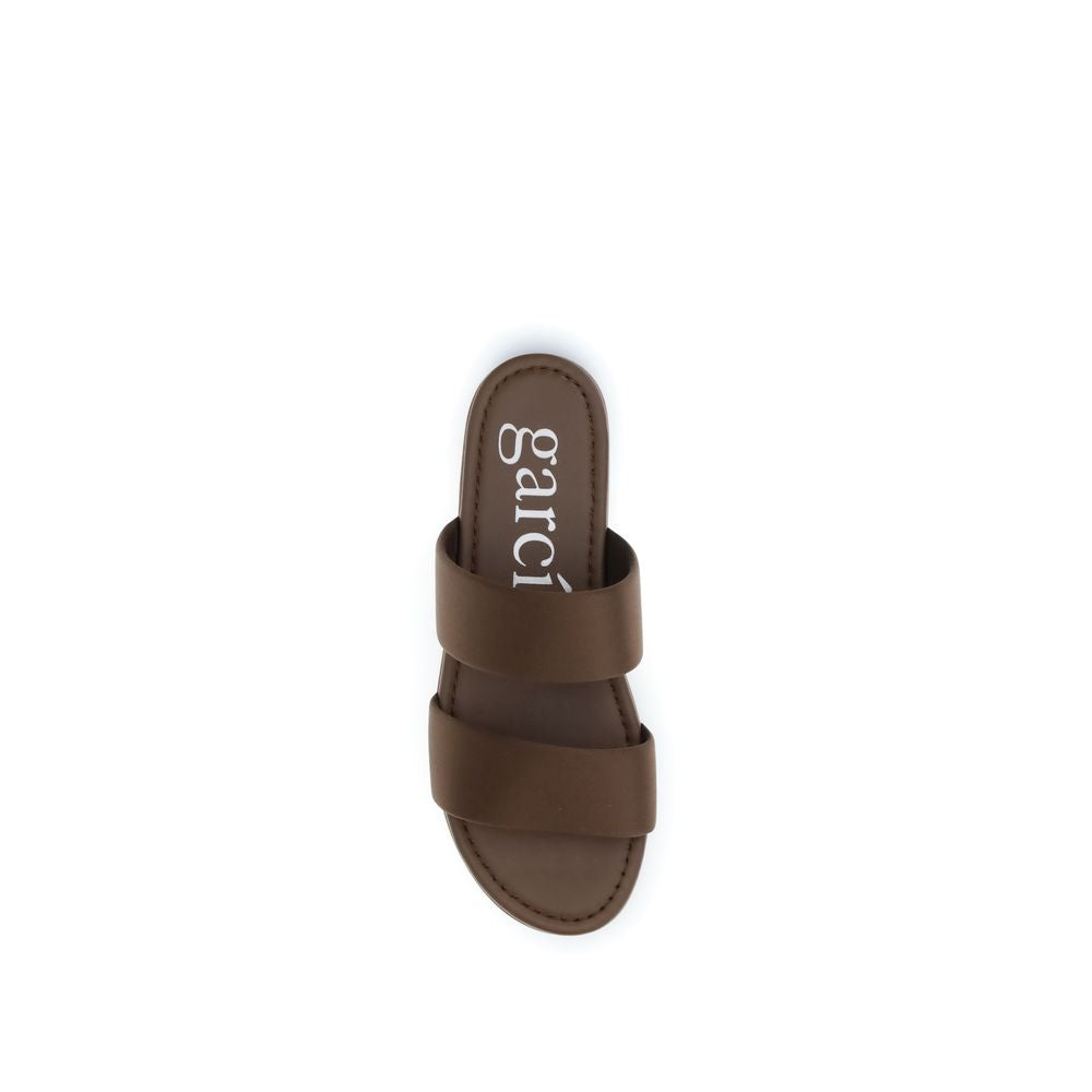 Pedro García Brown Silk Flat Sandals