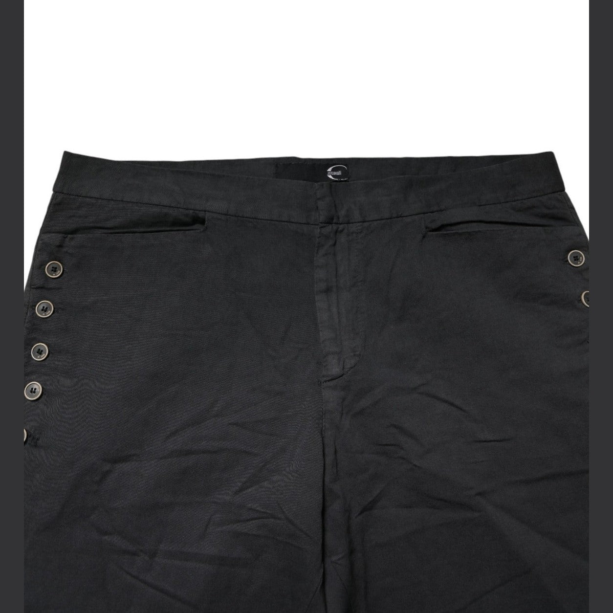 Just Cavalli Black Straight Fit Mid Waist Denim Trouser Jeans