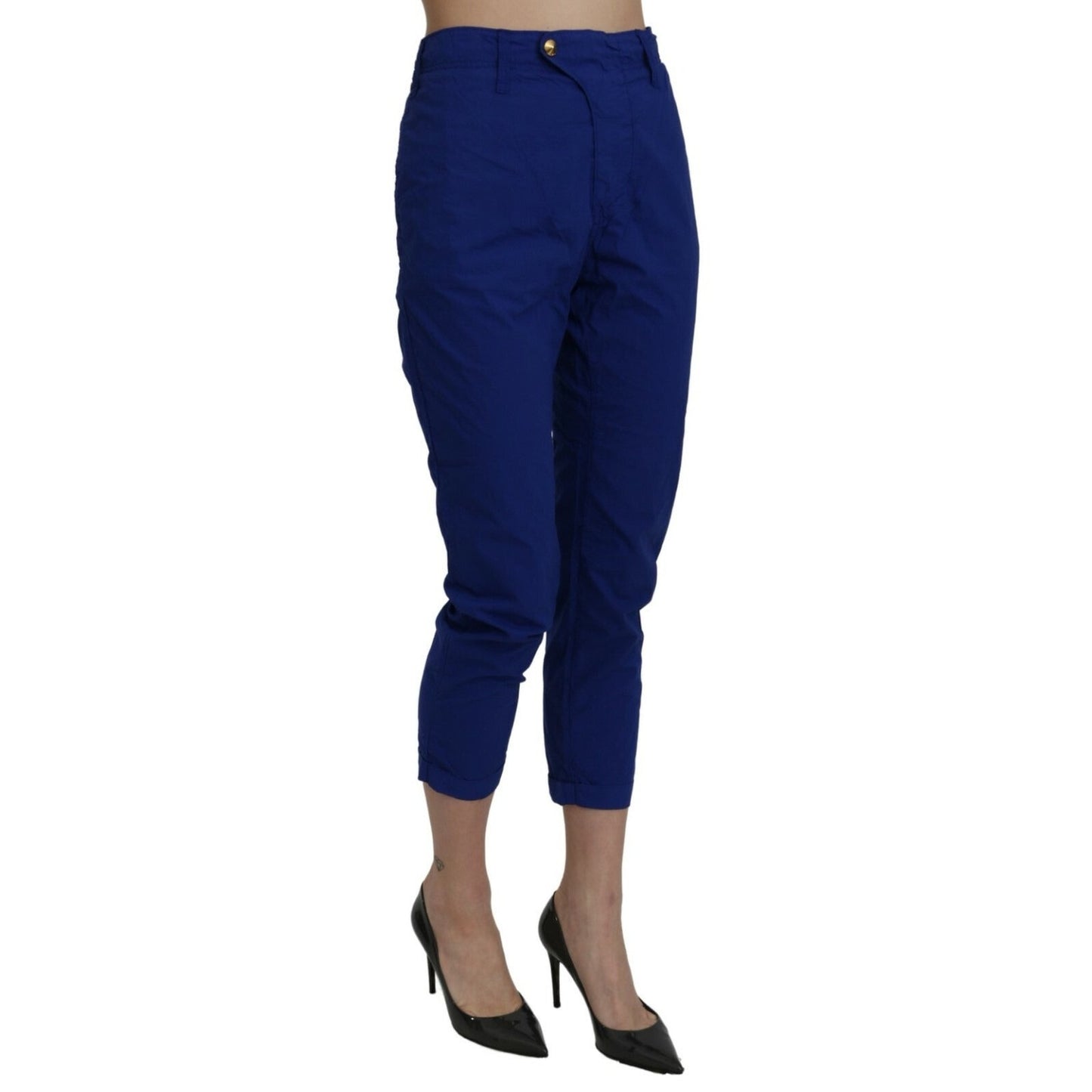 CYCLE Cotton Royal Blue High Waist Skinny Cropped Trouser Pants