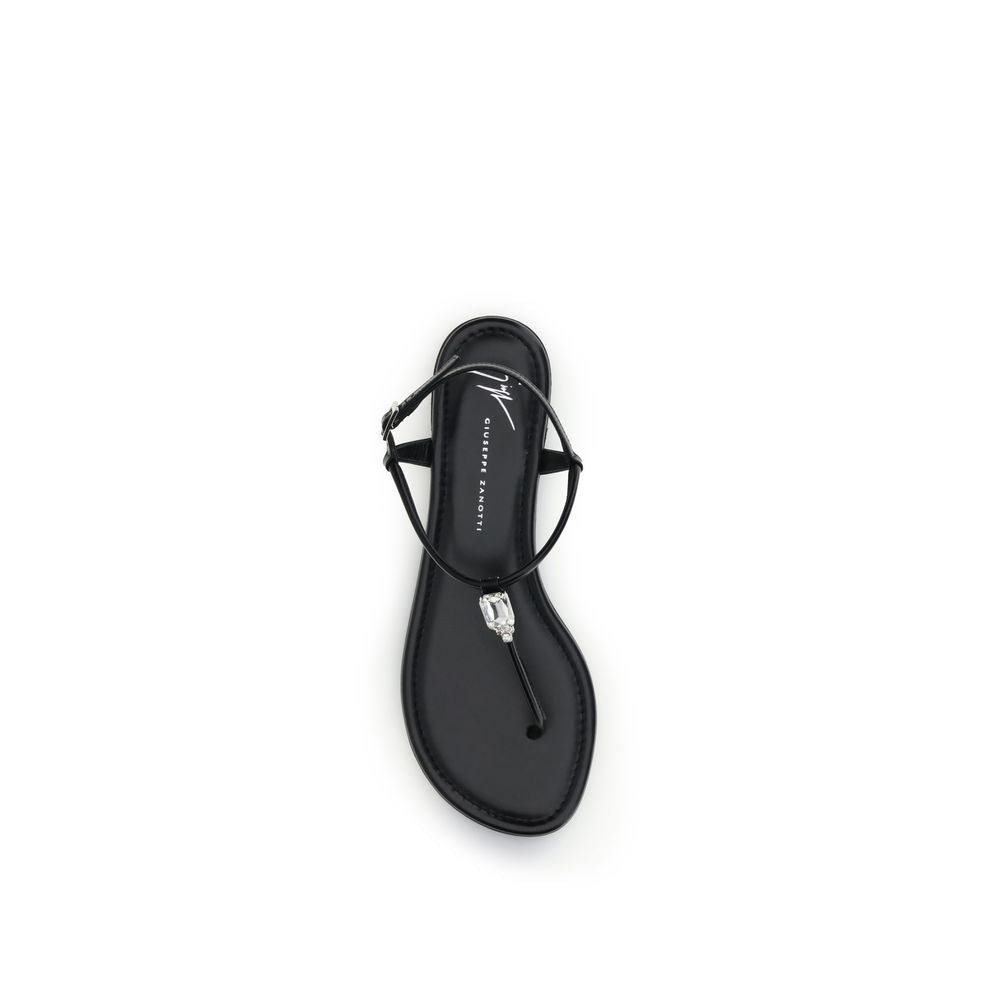 Giuseppe Zanotti Black Calf Leather Bos Taurus Flat Sandals Giuseppe Zanotti