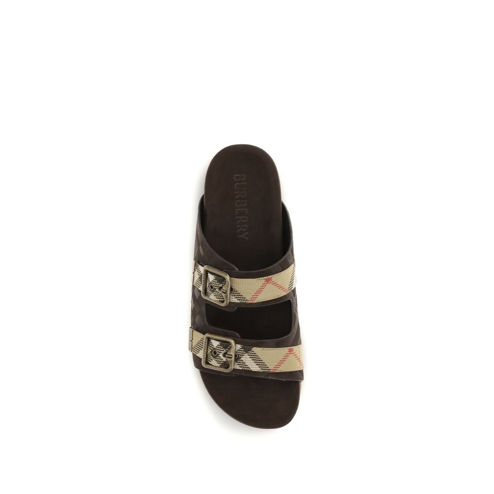 Burberry Brown Calf Leather Bos Taurus Flat Sandals Burberry