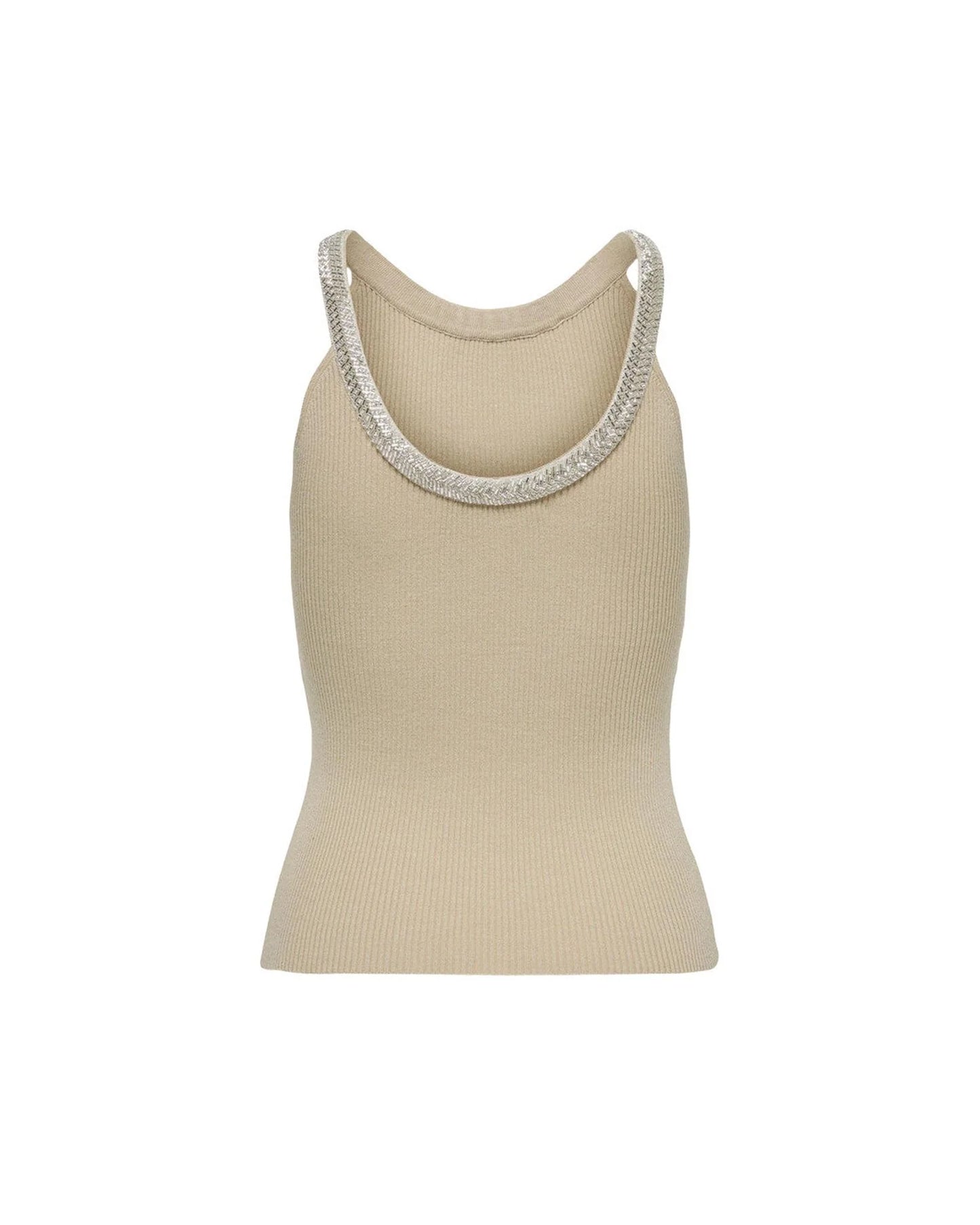 Only Beige Nylon Elastane Tank Tops Only