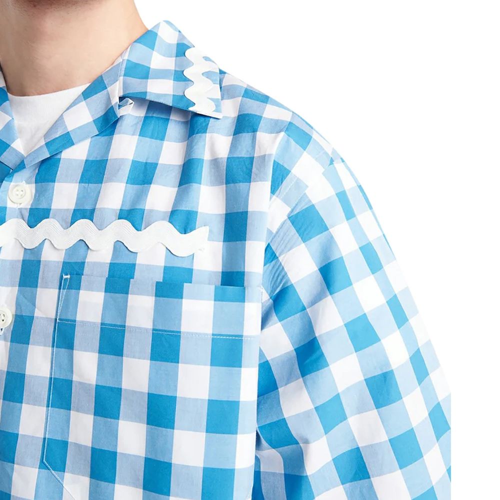 Prada Blue Cotton Pattern Shirt Prada