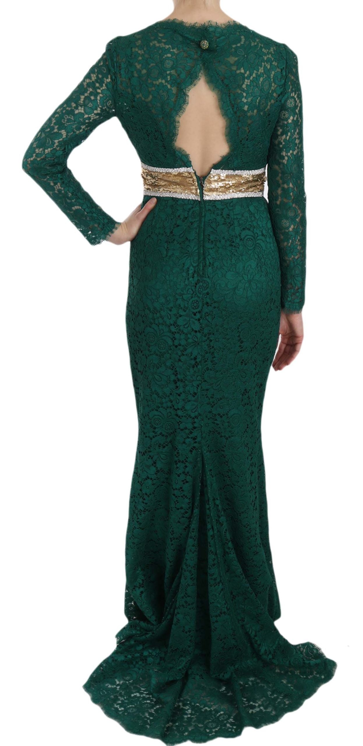 Dolce & Gabbana Crystal Gold Belt Lace Sheath Gown Dress Dolce & Gabbana