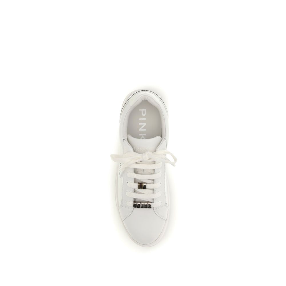 PINKO White Calf Leather Bos Taurus Low Top Sneakers PINKO