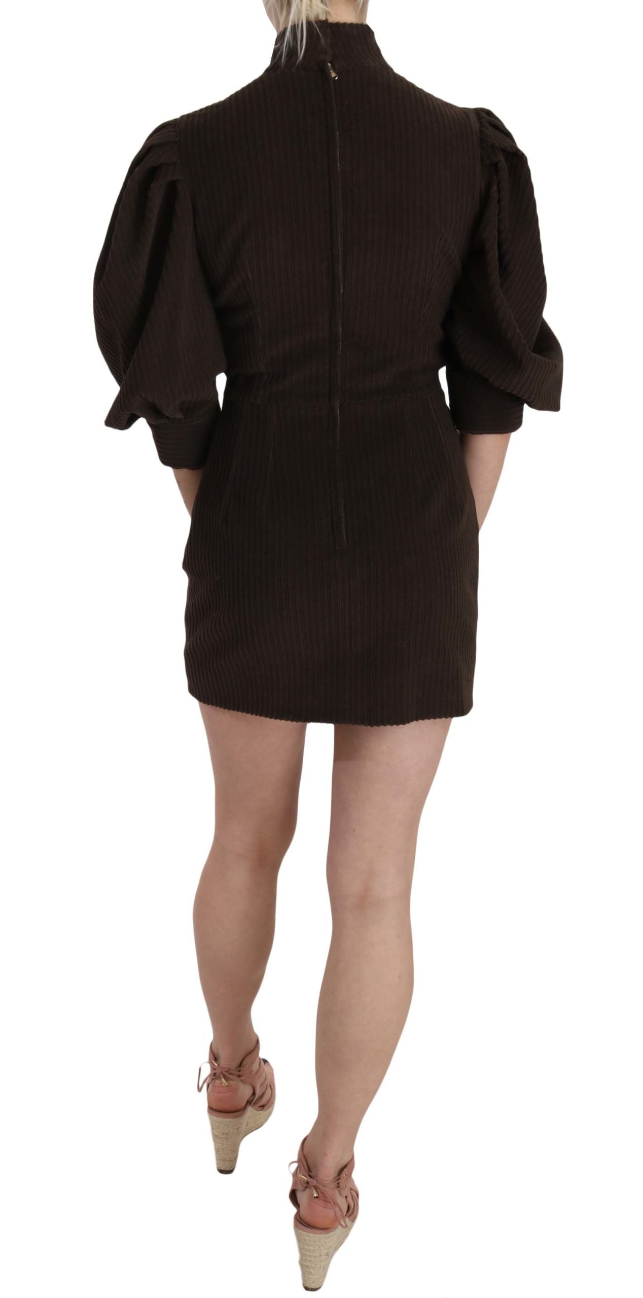Dolce & Gabbana Brown Corduroy Bodycon Cotton Mini Dress Dolce & Gabbana
