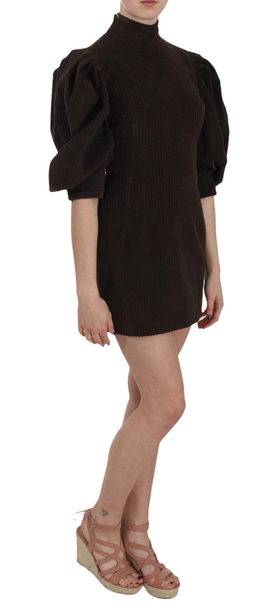 Dolce & Gabbana Brown Corduroy Bodycon Cotton Mini Dress Dolce & Gabbana