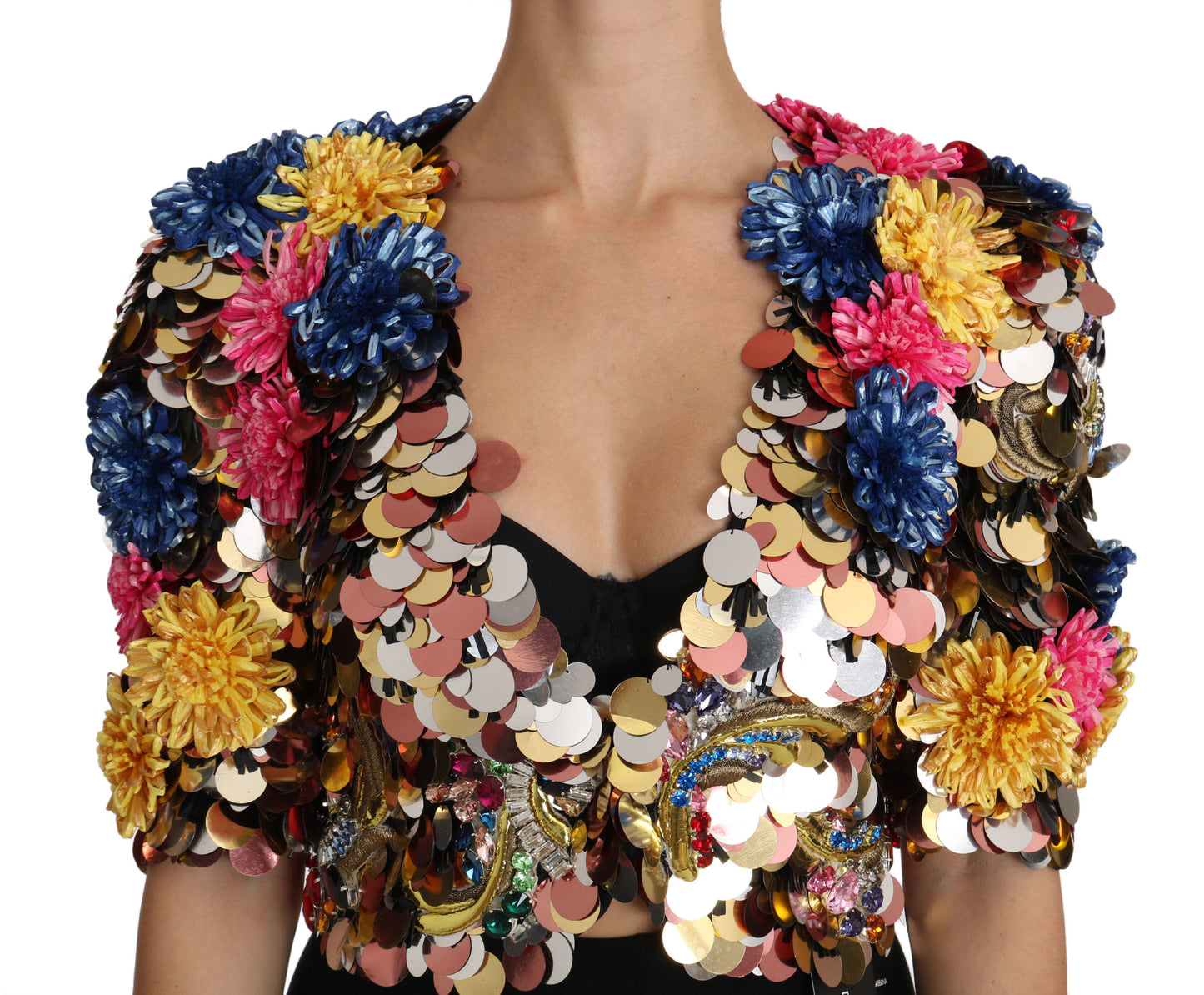 Dolce & Gabbana Crystal Sequined Floral Jacket Coat Dolce & Gabbana