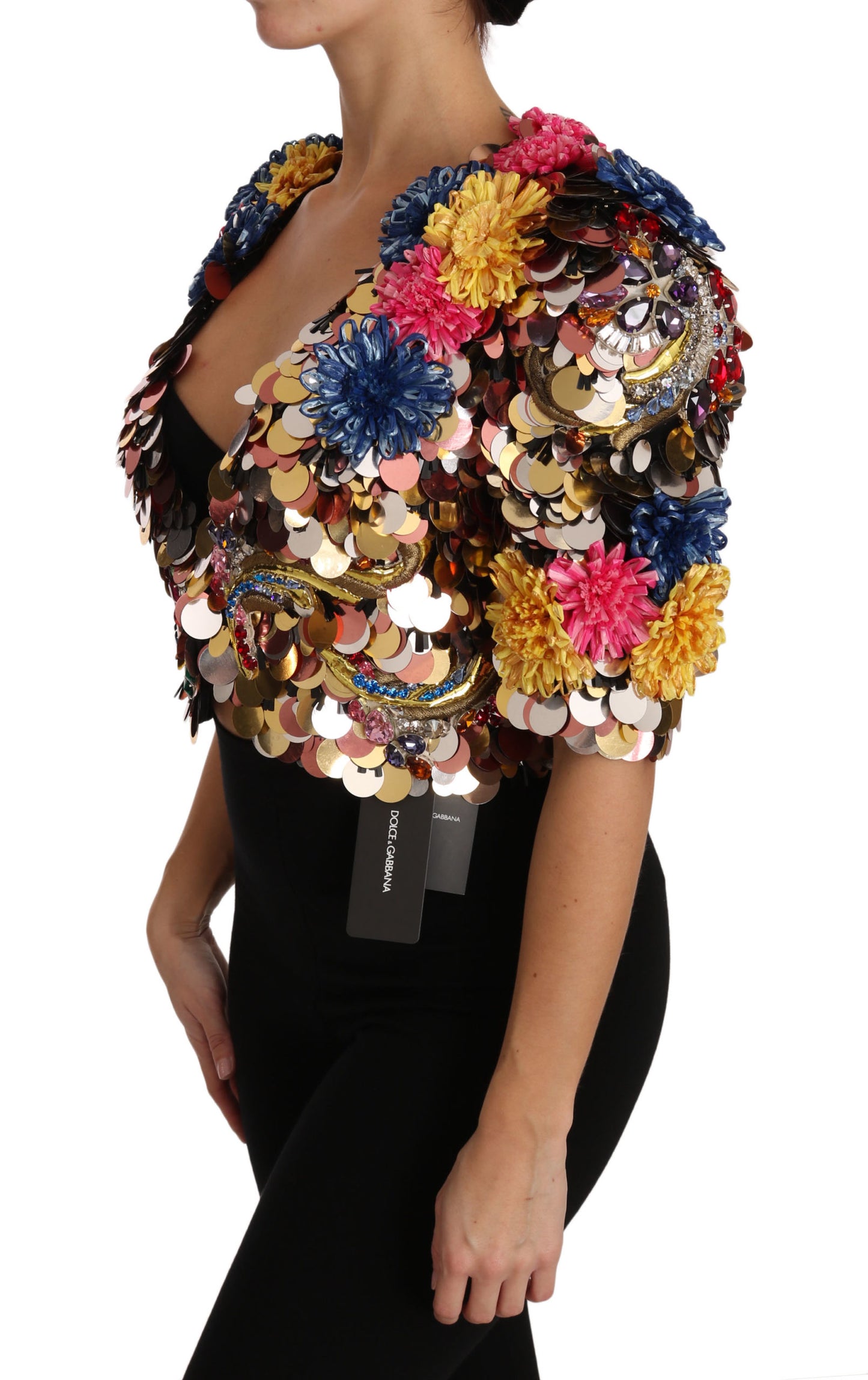 Dolce & Gabbana Crystal Sequined Floral Jacket Coat Dolce & Gabbana