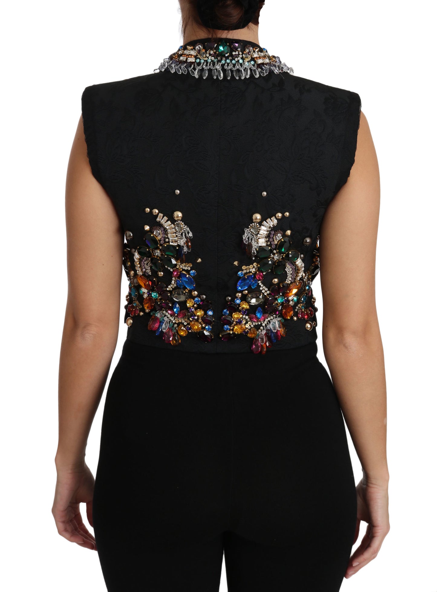 Dolce & Gabbana Black Crystal Sicily Vest Waistcoat Dolce & Gabbana