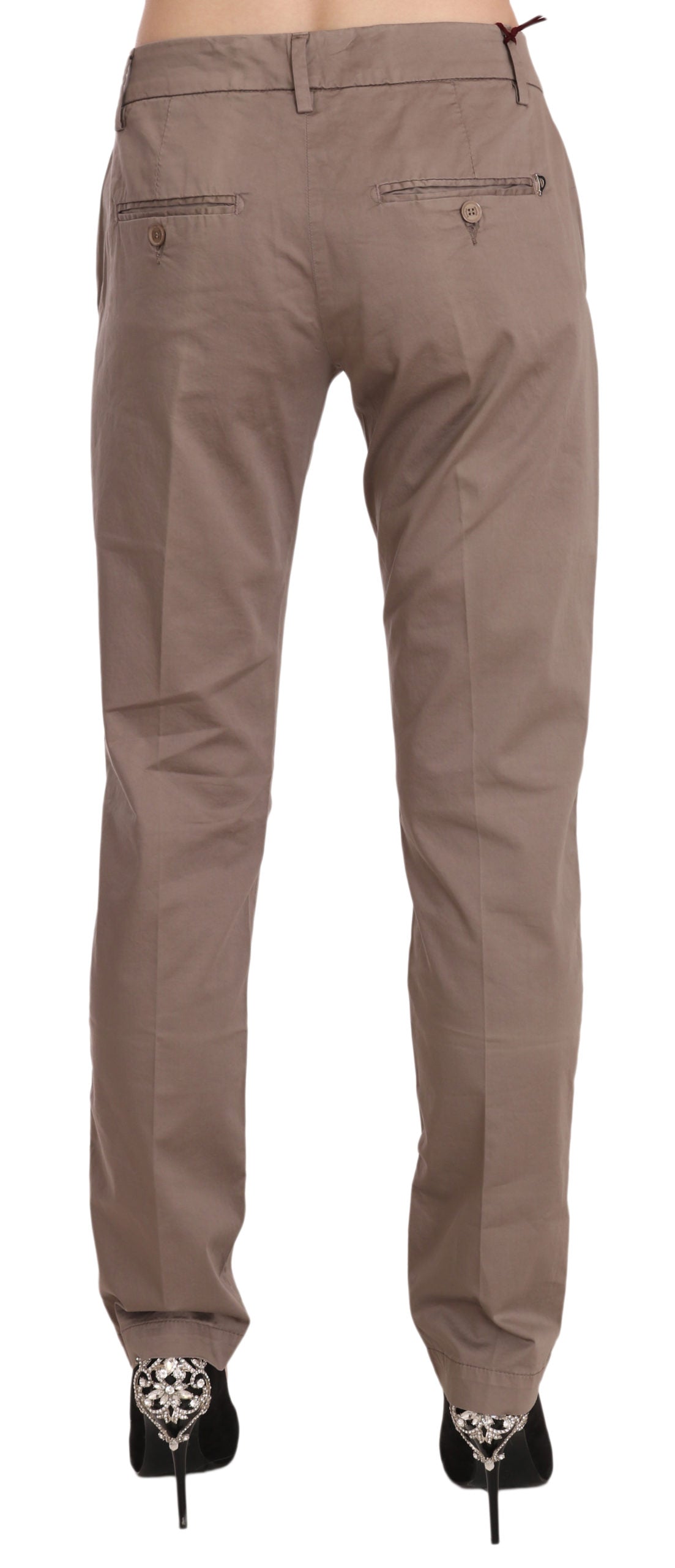 Dondup Brown Low Waist Straight Cut Trouser Pant Dondup
