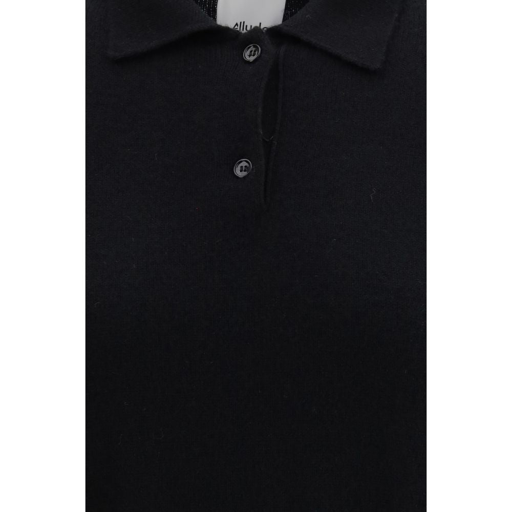 Allude Black Cashmere Polo Shirt Allude