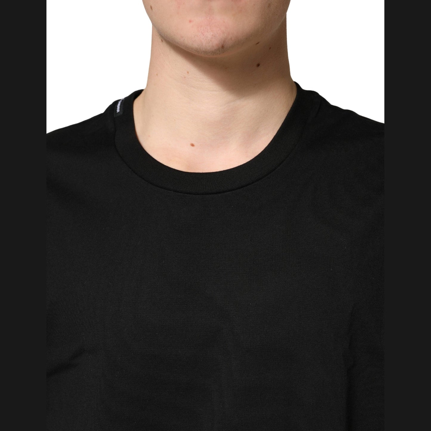 Dolce & Gabbana Black Cotton Crewneck Short Sleeve T-Shirt