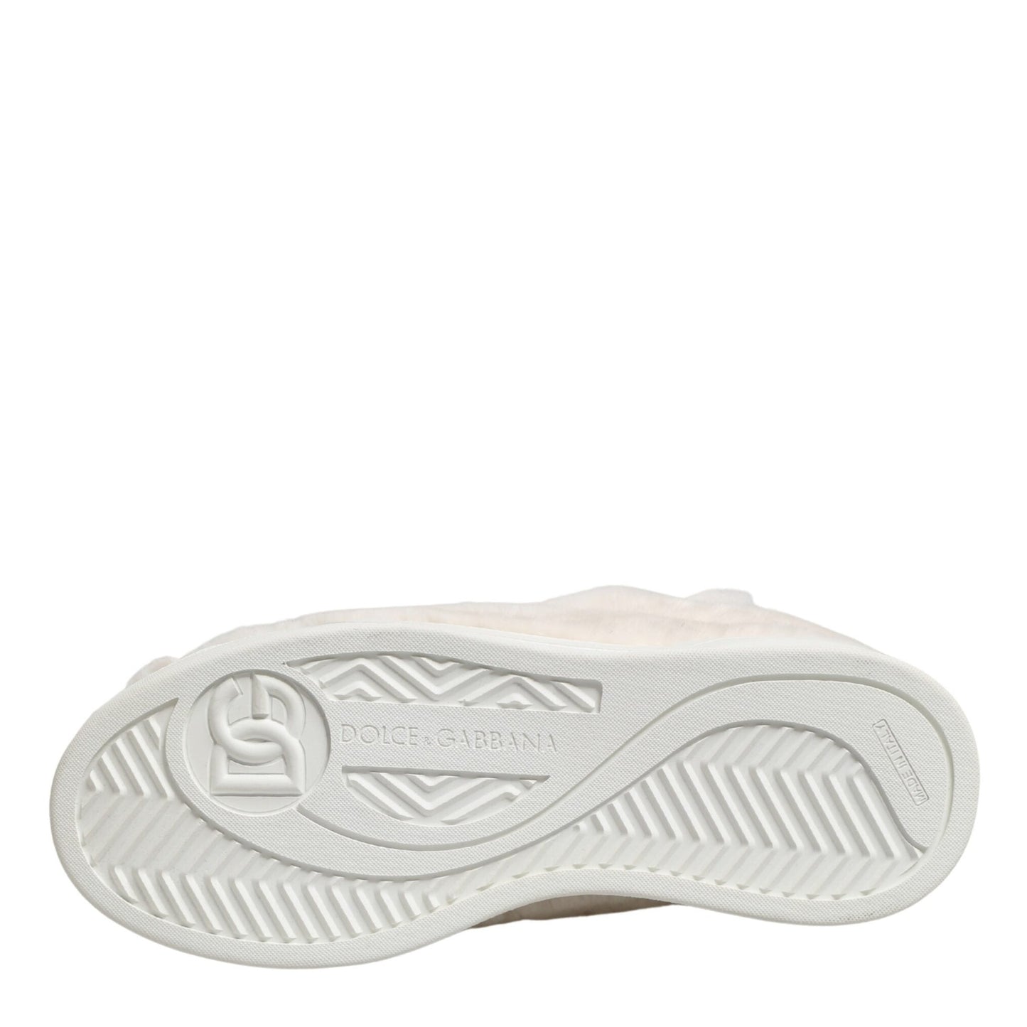 Dolce & Gabbana White Shearling Fur Bianco Low Top Sneakers Shoes