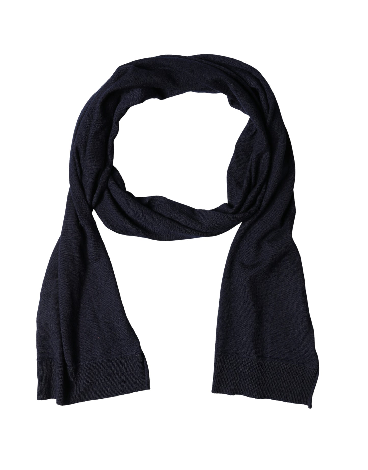 Dolce & Gabbana Blue Wool Knitted Shawl Neck Wrap 200cm x 25cm Scarf Dolce & Gabbana