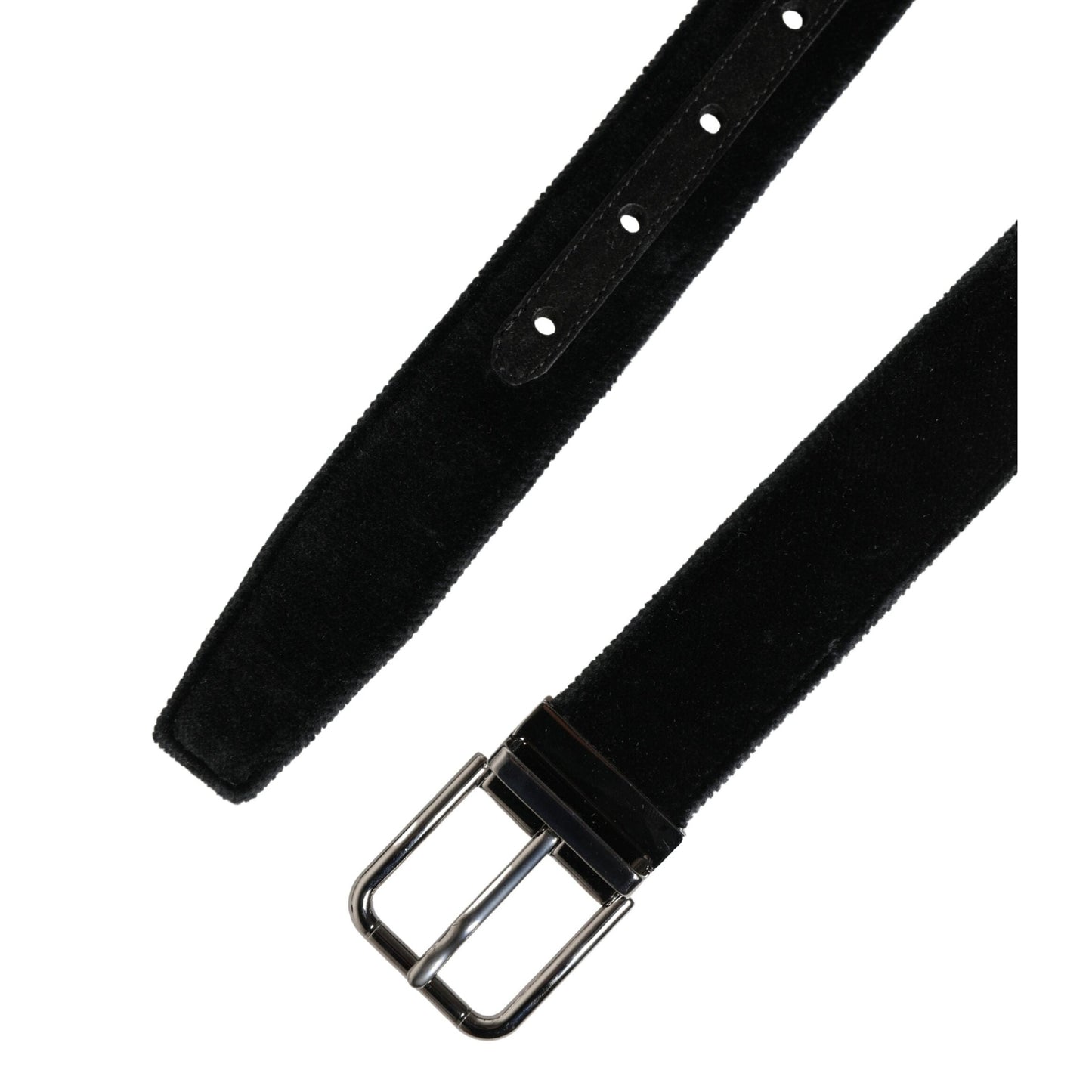 Dolce & Gabbana Black Suede Silver Tone Metal Buckle Men Belt