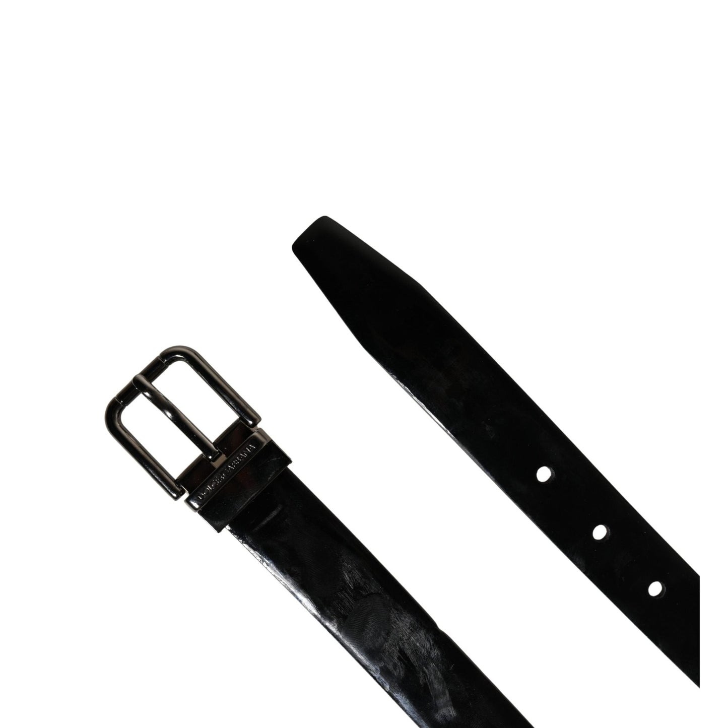 Dolce & Gabbana Men Black Classic Leather Metal Buckle Belt