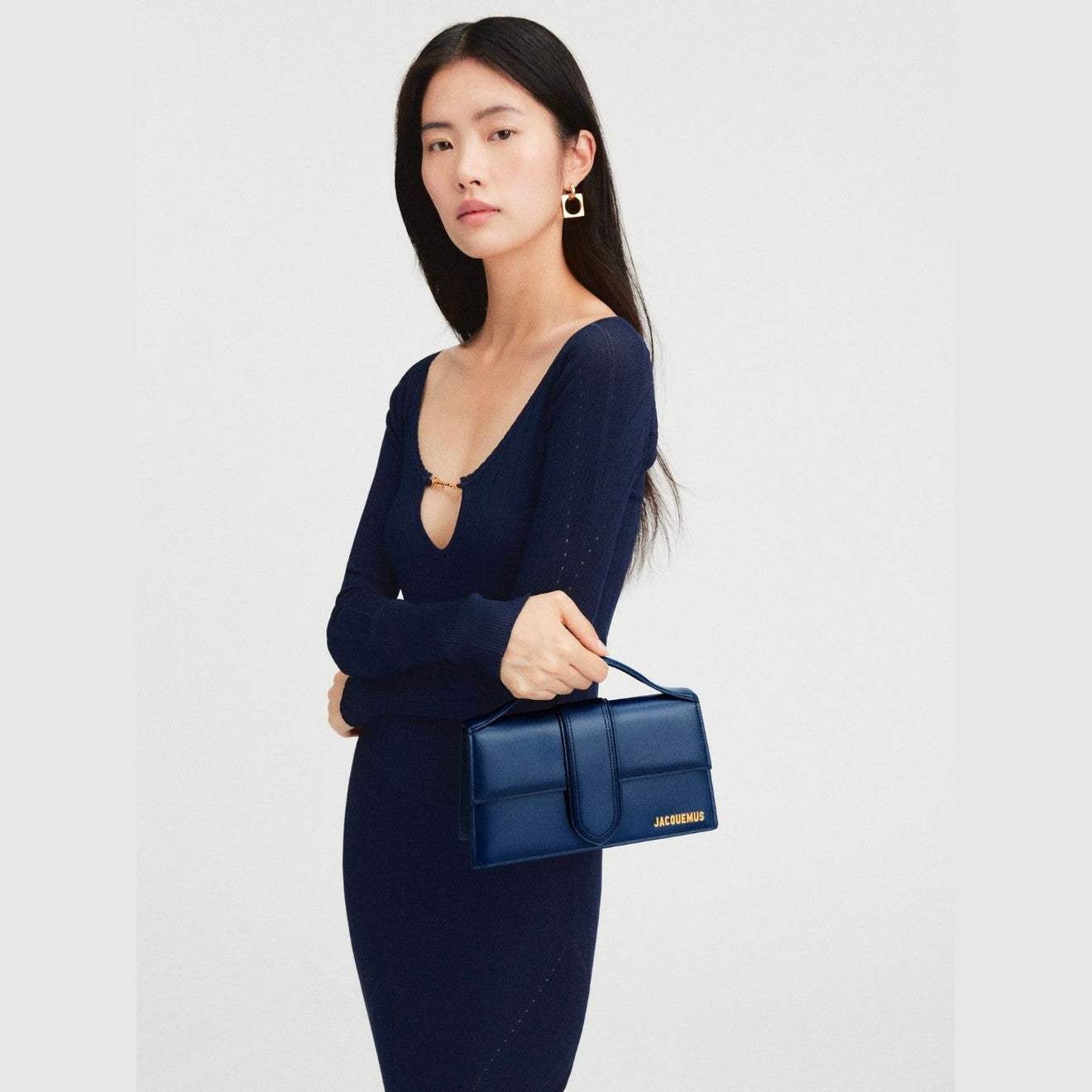 Jacquemus Dark NavyLeather Le Grand Bambino Handbag
