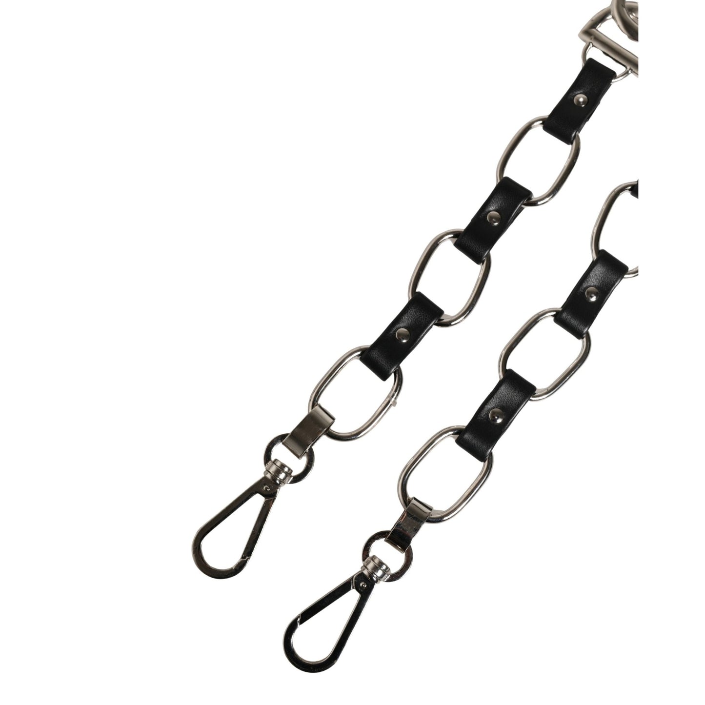 Dolce & Gabbana Black Leather Silver Chain Bag Accessory Shoulder Strap