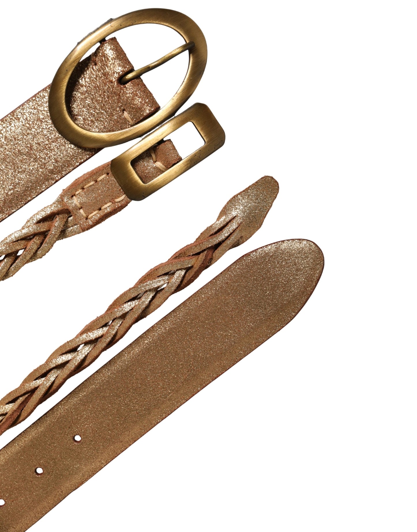 Ermanno Scervino Brown Leather Braided Metal Buckle Belt Ermanno Scervino