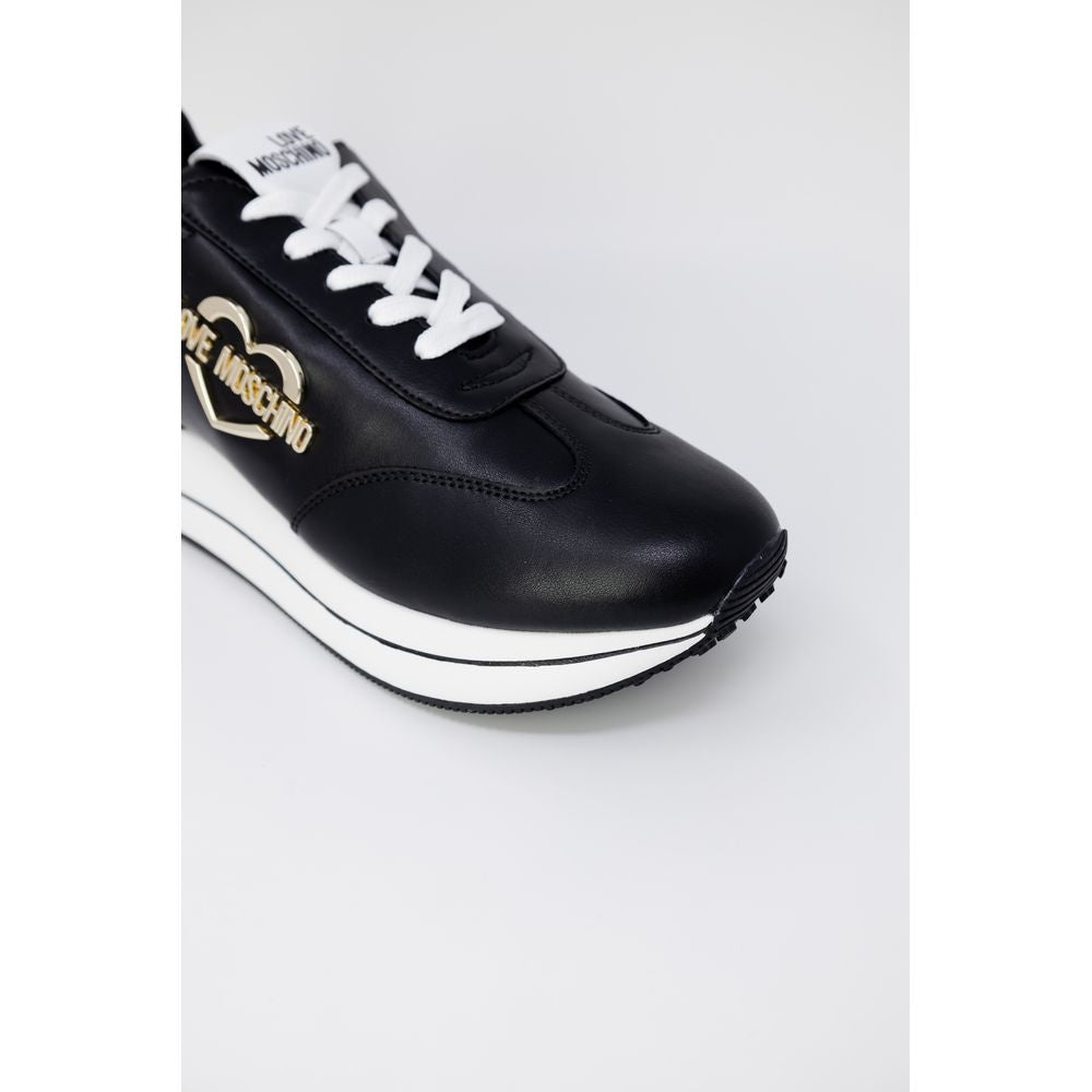 Love Moschino Black Leather Low Top Sneakers Love Moschino