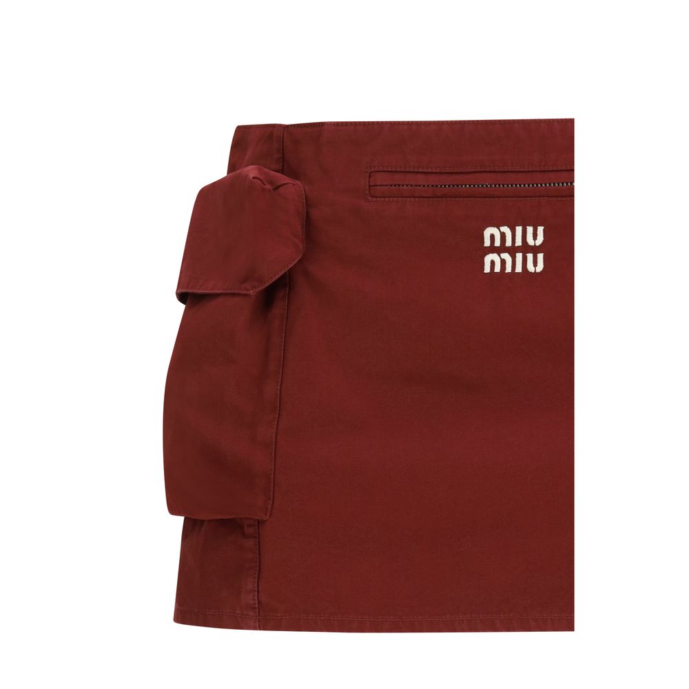 Miu Miu Bordeaux Cotton Mini Skirt Miu Miu