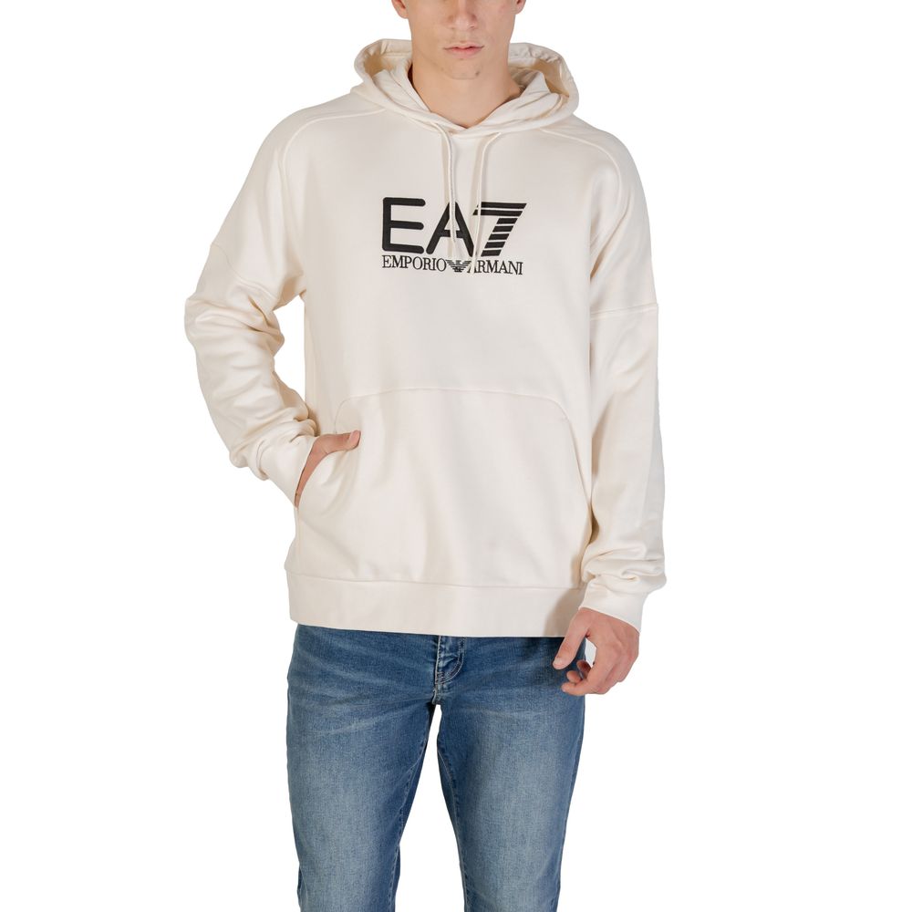 EA7 Emporio Armani Black And White Cotton Hoodie EA7 Emporio Armani
