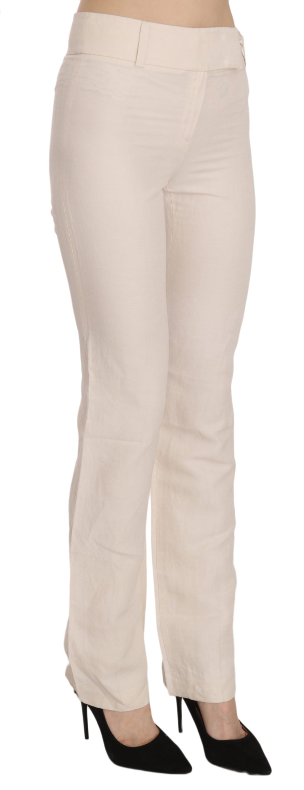 LAUREL White High Waist Silk Blend Flared Dress Trousers Pants LAUREL