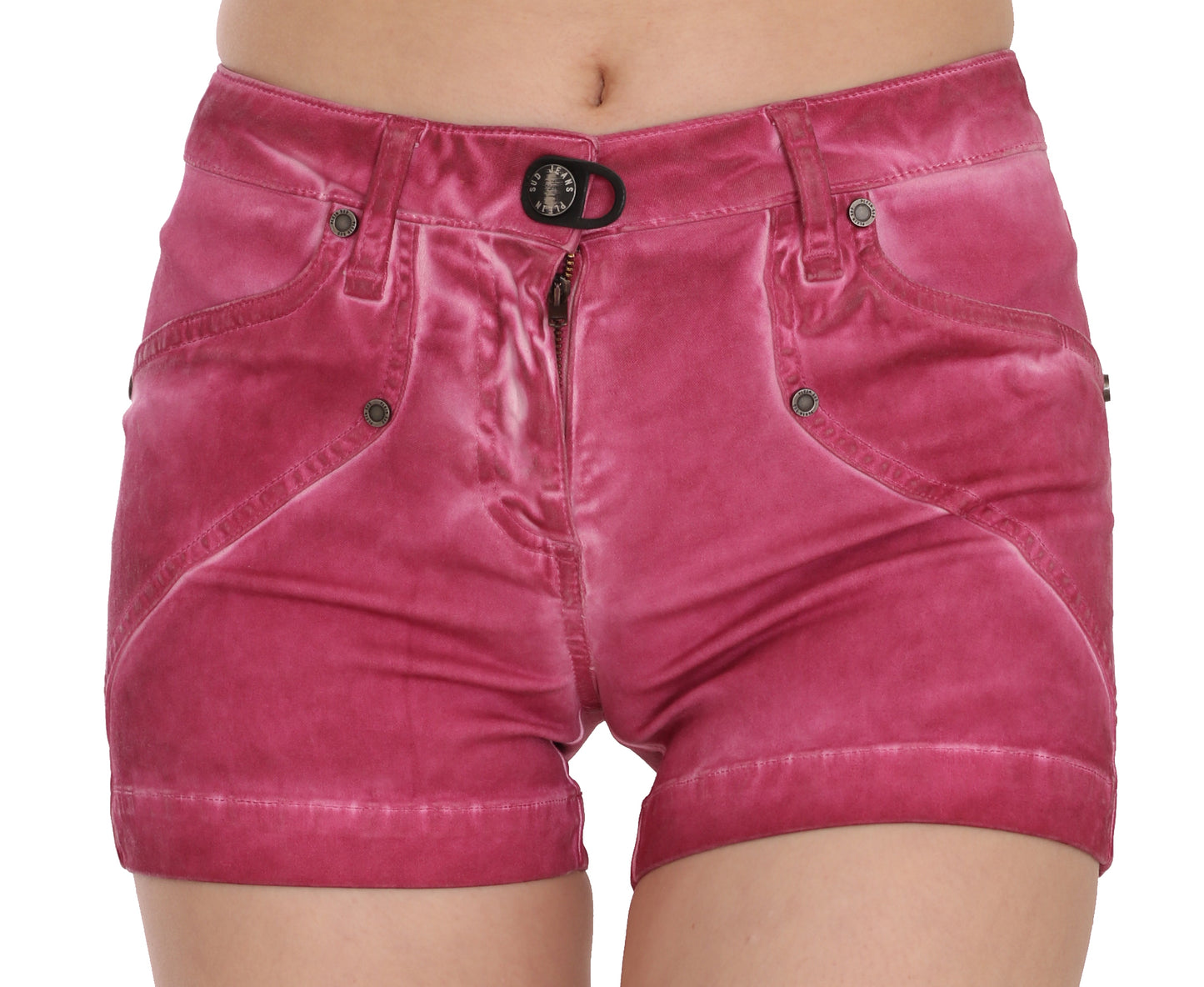 PLEIN SUD Pink Mid Waist Cotton Mini Denim Shorts PLEIN SUD