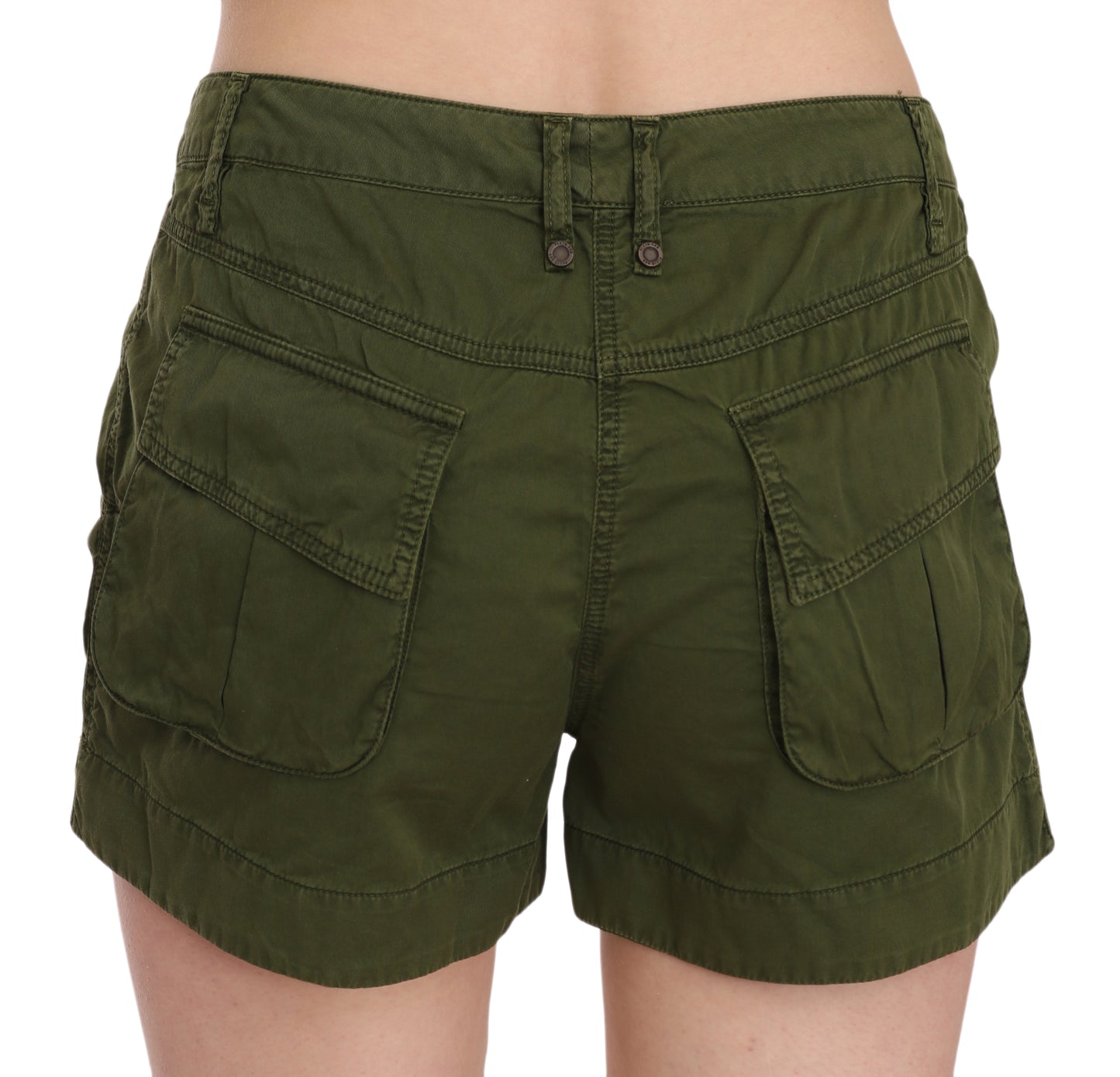 PLEIN SUD Green Mid Waist 100% Cotton Mini Shorts PLEIN SUD
