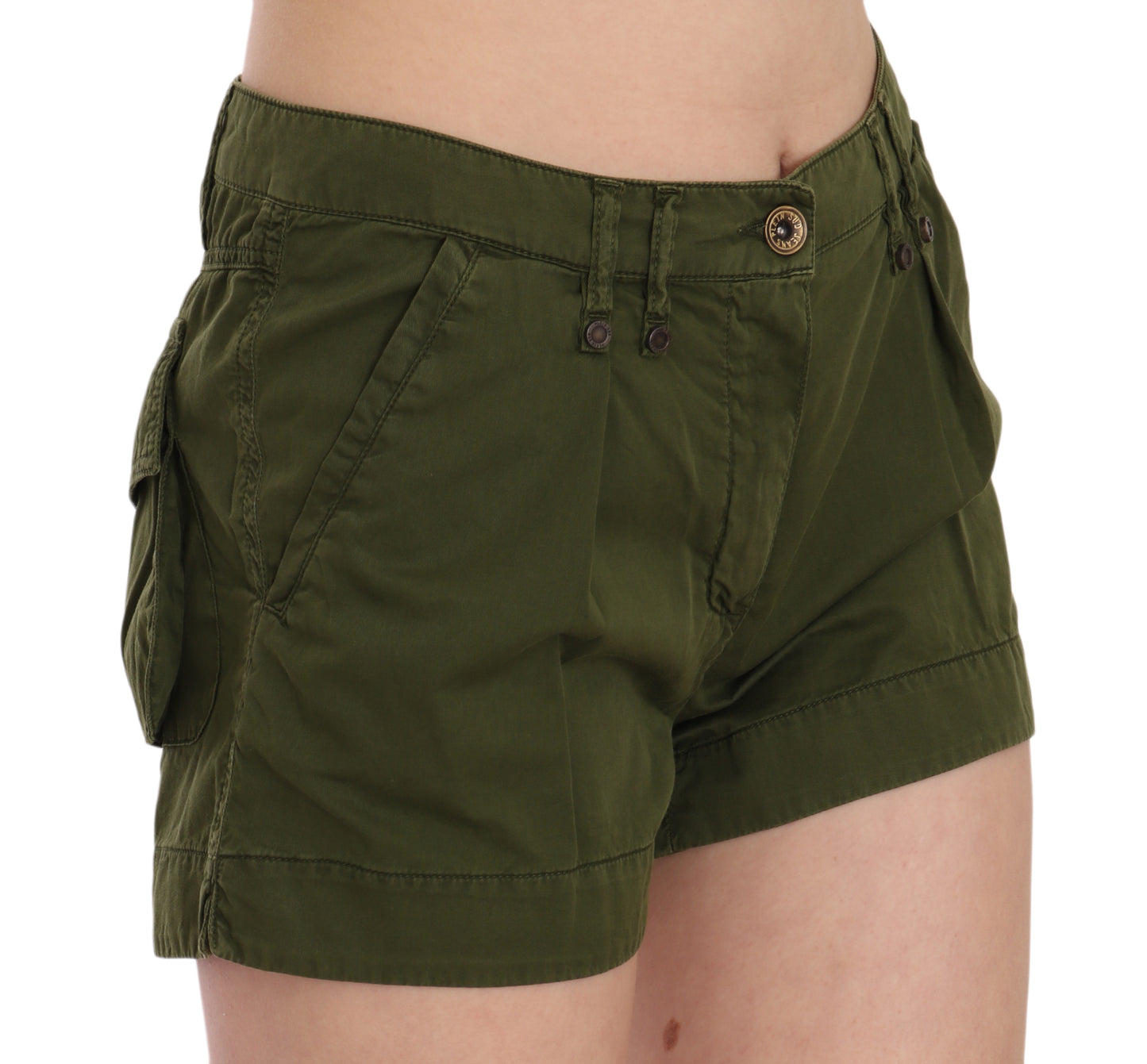 PLEIN SUD Green Mid Waist 100% Cotton Mini Shorts PLEIN SUD