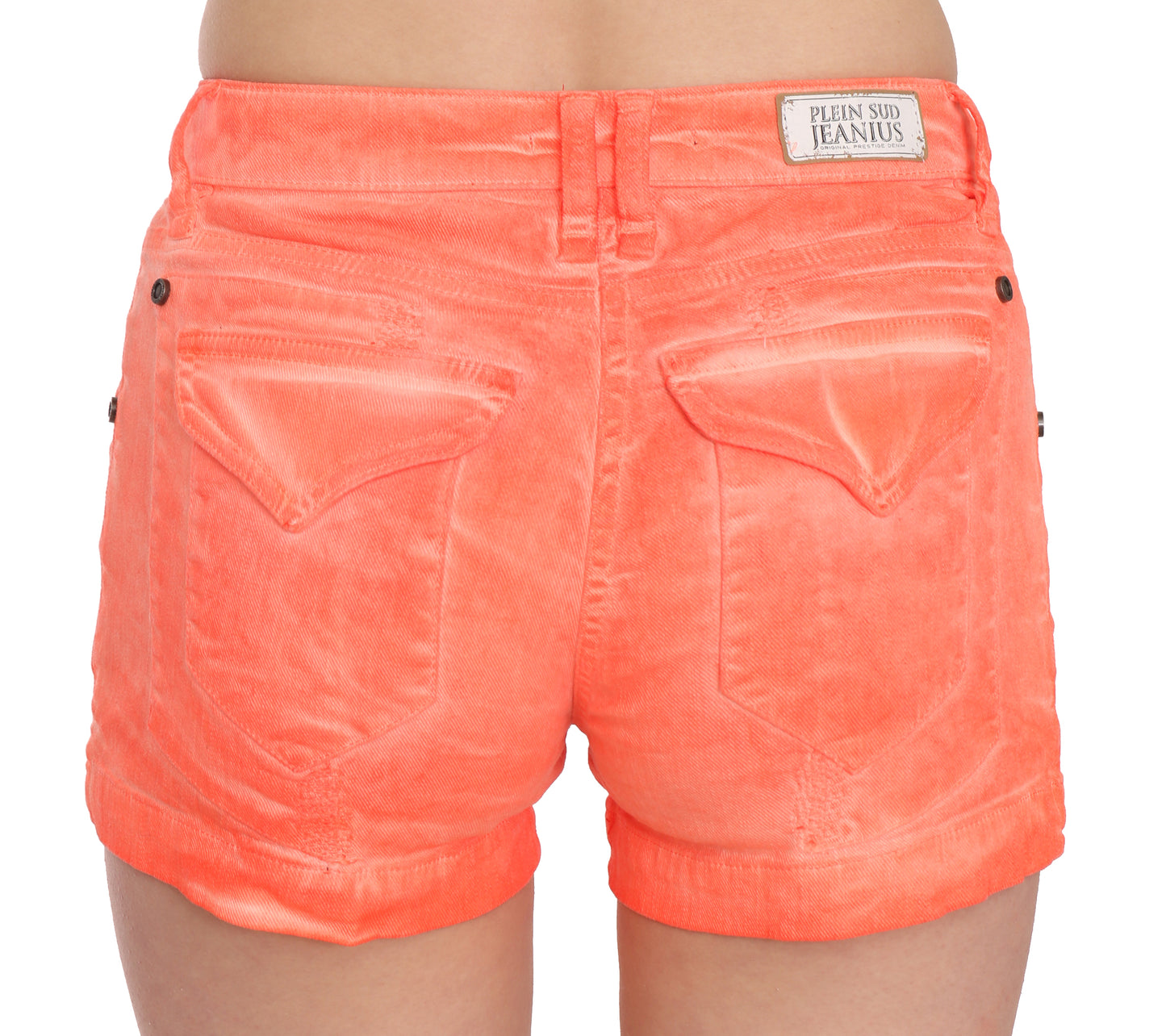 PLEIN SUD Orange Mid Waist Cotton Denim Mini Shorts PLEIN SUD