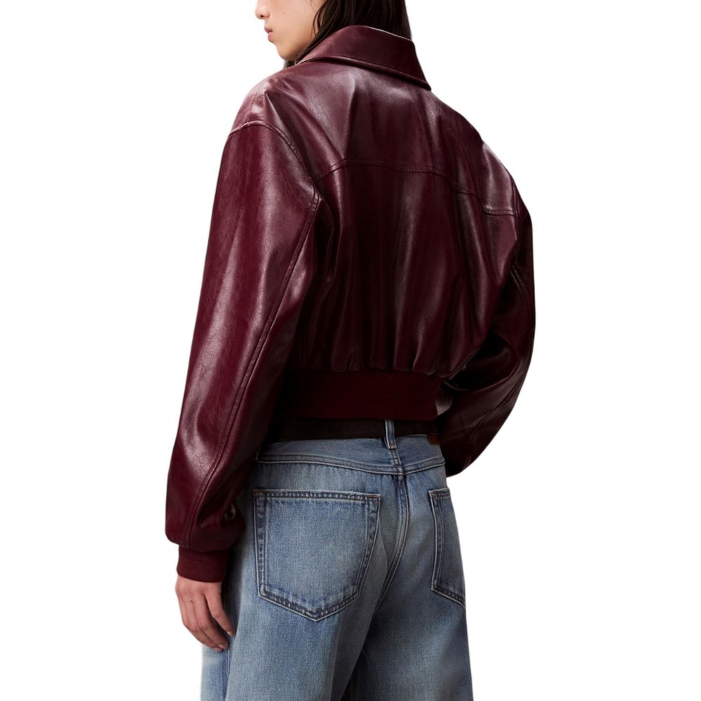Calvin Klein Jeans Bordeaux Leather Jacket Calvin Klein Jeans