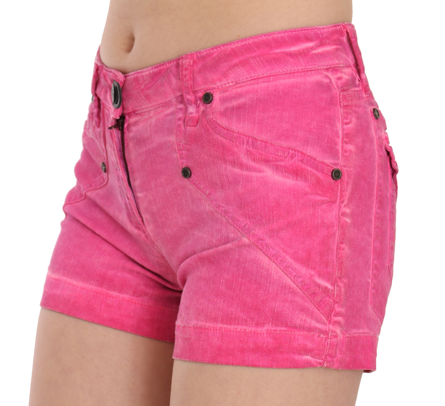 PLEIN SUD Pink Mid Waist Cotton Denim Mini Shorts PLEIN SUD