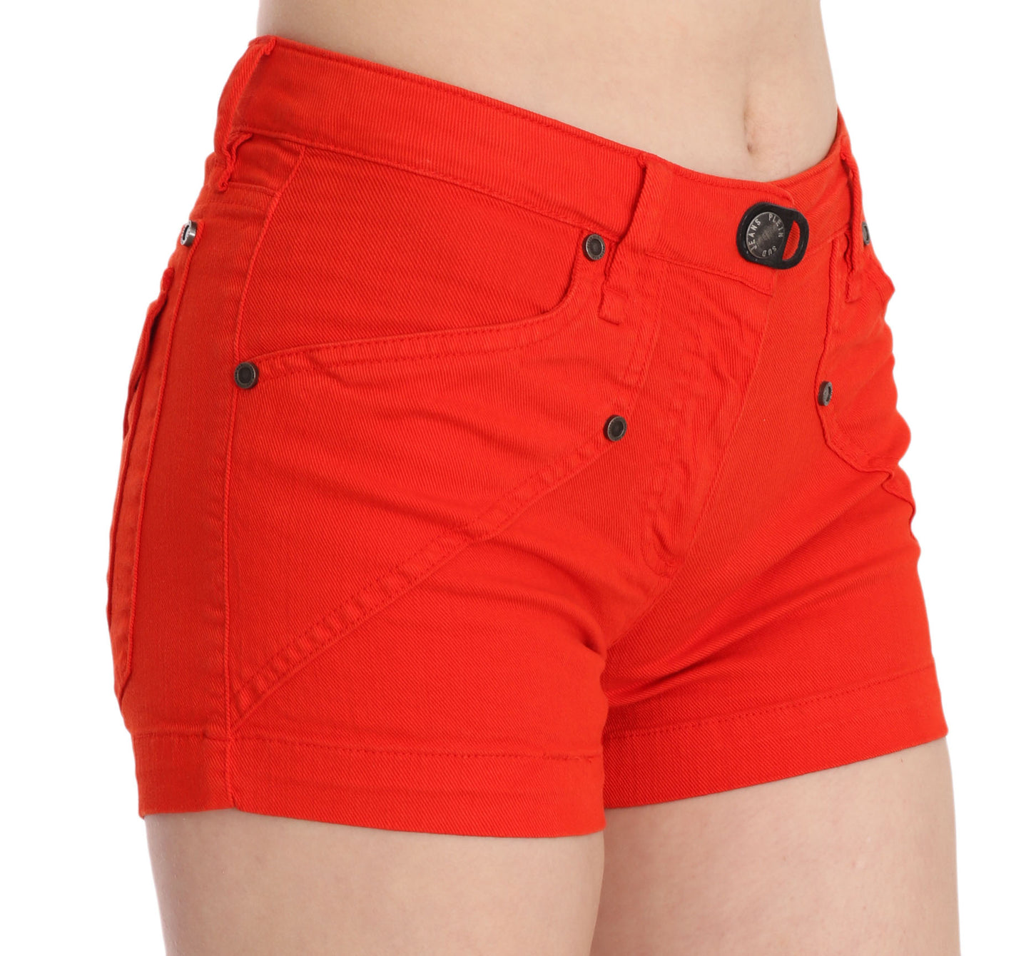 PLEIN SUD Orange Mid Waist Cotton Denim Mini PLEIN SUD