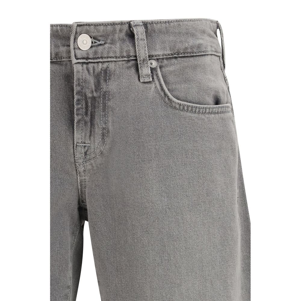 7FOR Gray Cotton Straight-Leg Jeans 7FOR