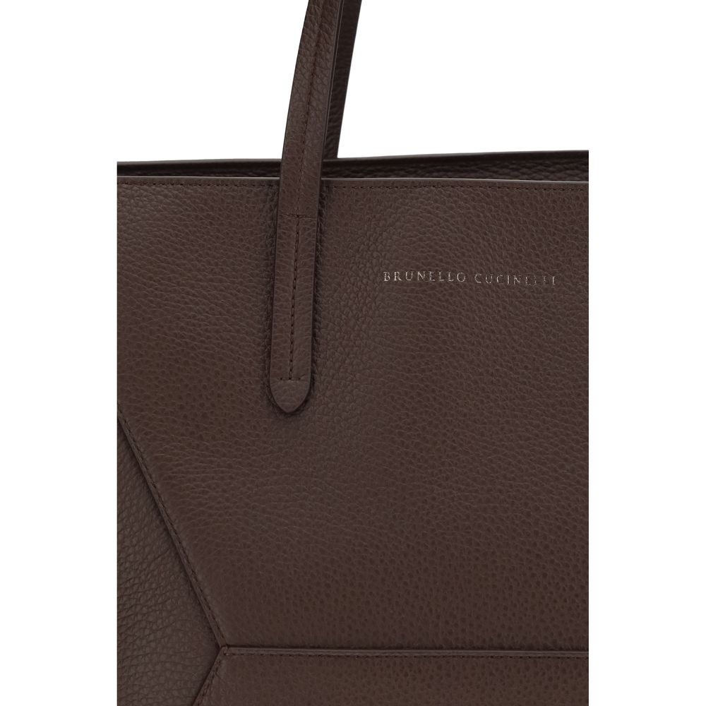 Brunello Cucinelli Brown Calf Leather Bos Taurus Shoulder Bag Brunello Cucinelli