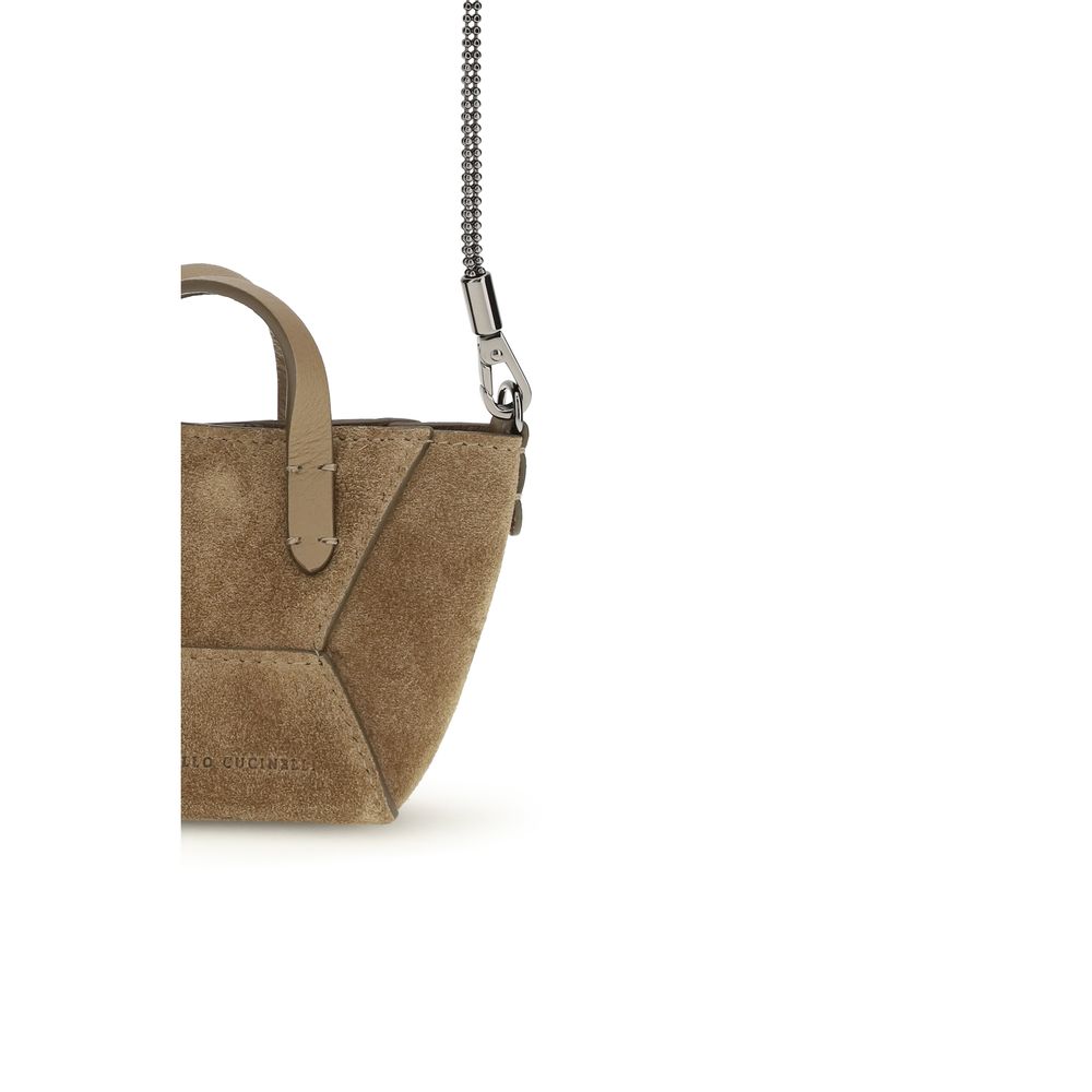 Brunello Cucinelli Brown Calf Leather Bos Taurus Shoulder Bag Brunello Cucinelli