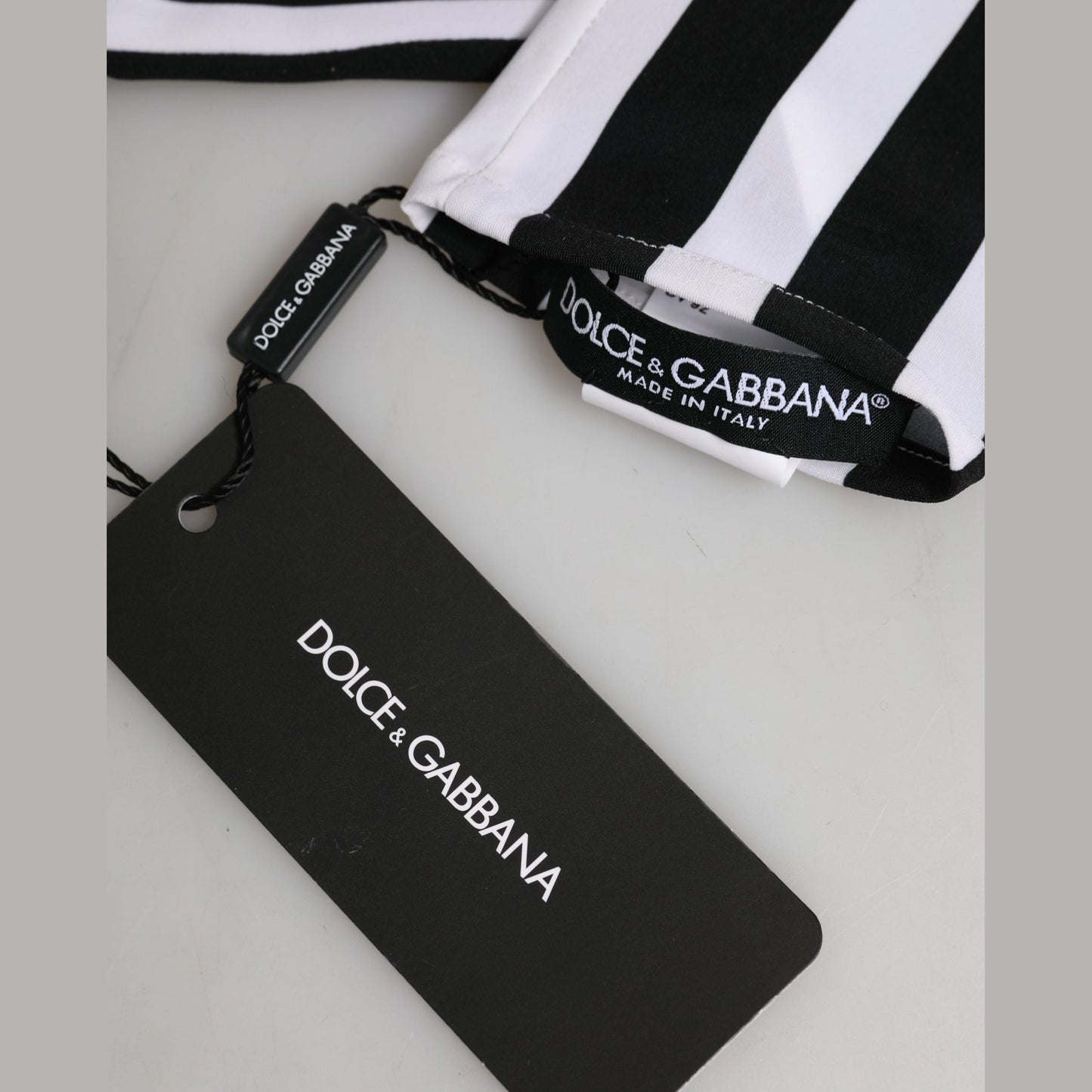 Dolce & Gabbana Black White Stripes Nylon Elbow Length Women Gloves