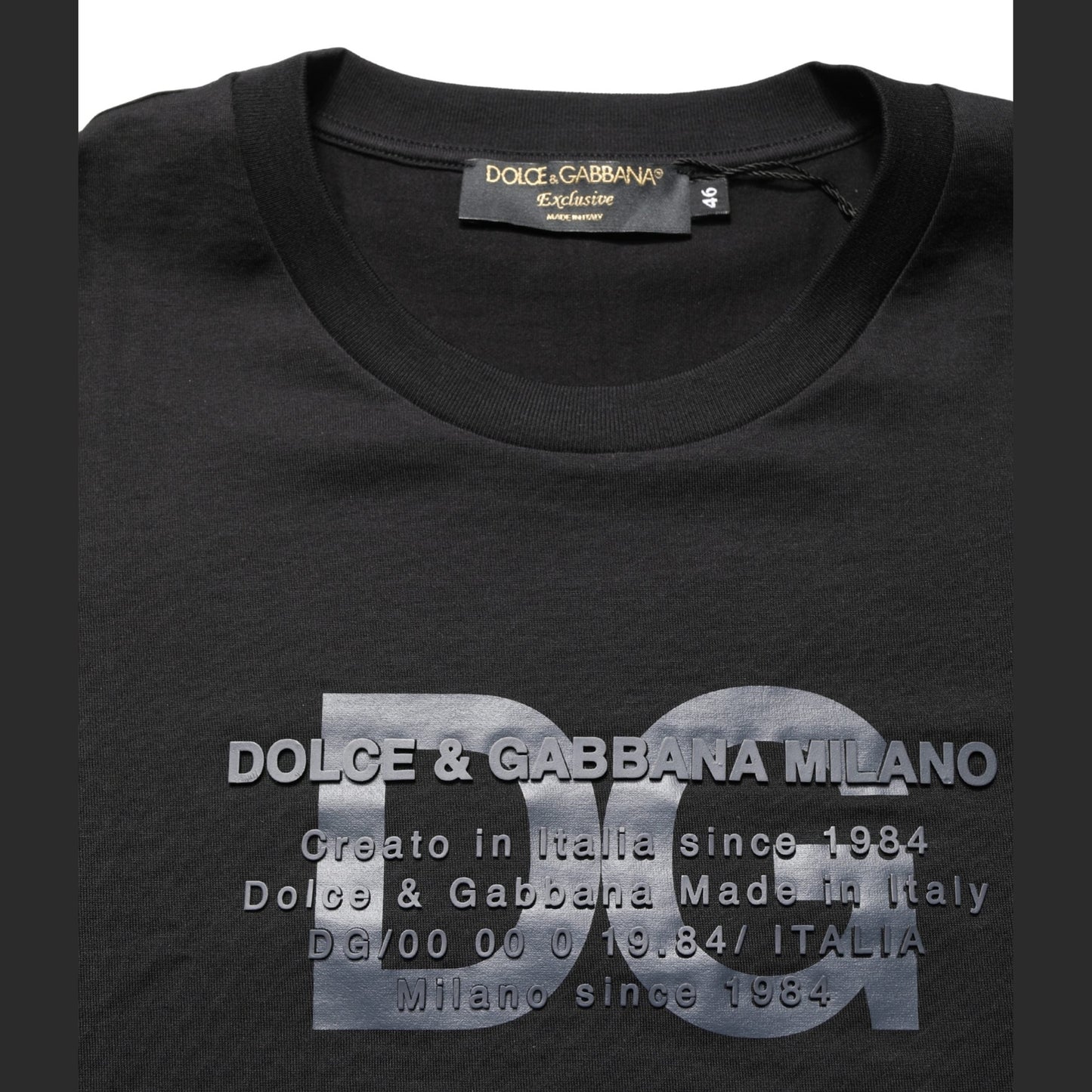 +39 MASQ Black Logo DG Print Cotton Crew Neck T-shirt
