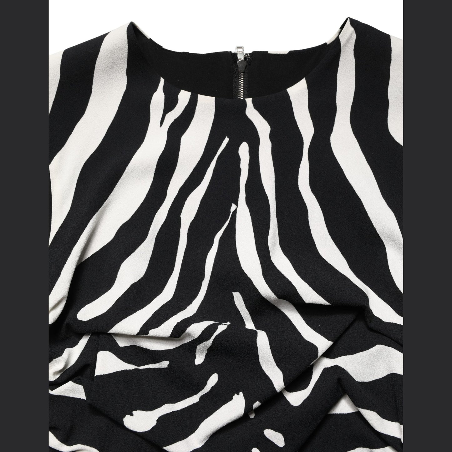 Dolce & Gabbana Black White Zebra Cady Calf Length Dress Dolce & Gabbana