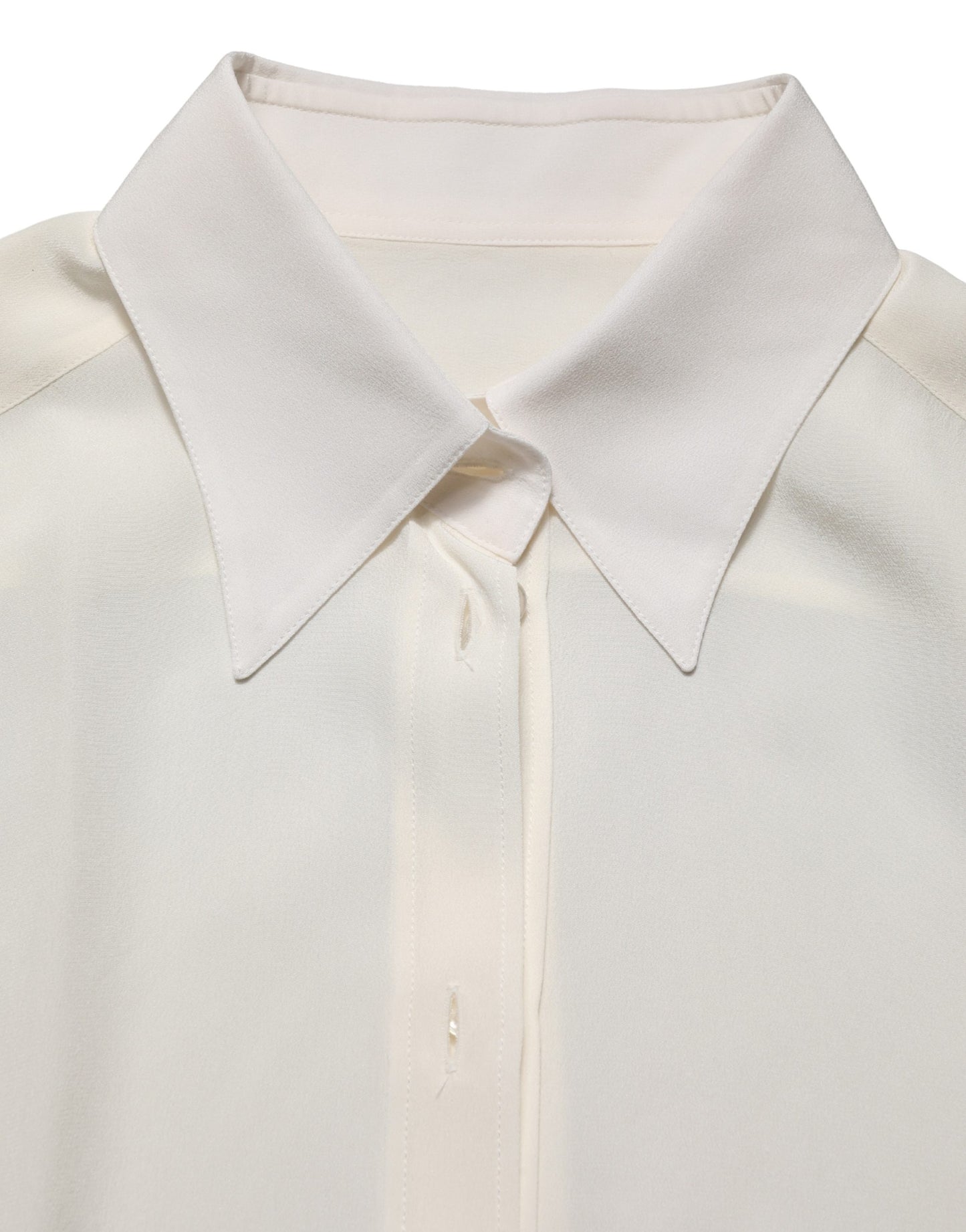 Dolce & Gabbana Off White Collared Long Sleeves Blouse Top Dolce & Gabbana