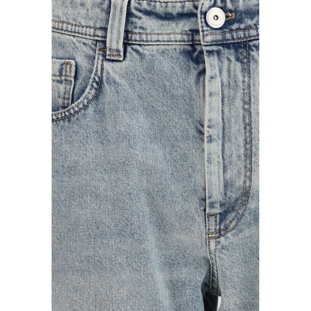 Brunello Cucinelli Blue Cotton Straight-Leg Jeans Brunello Cucinelli