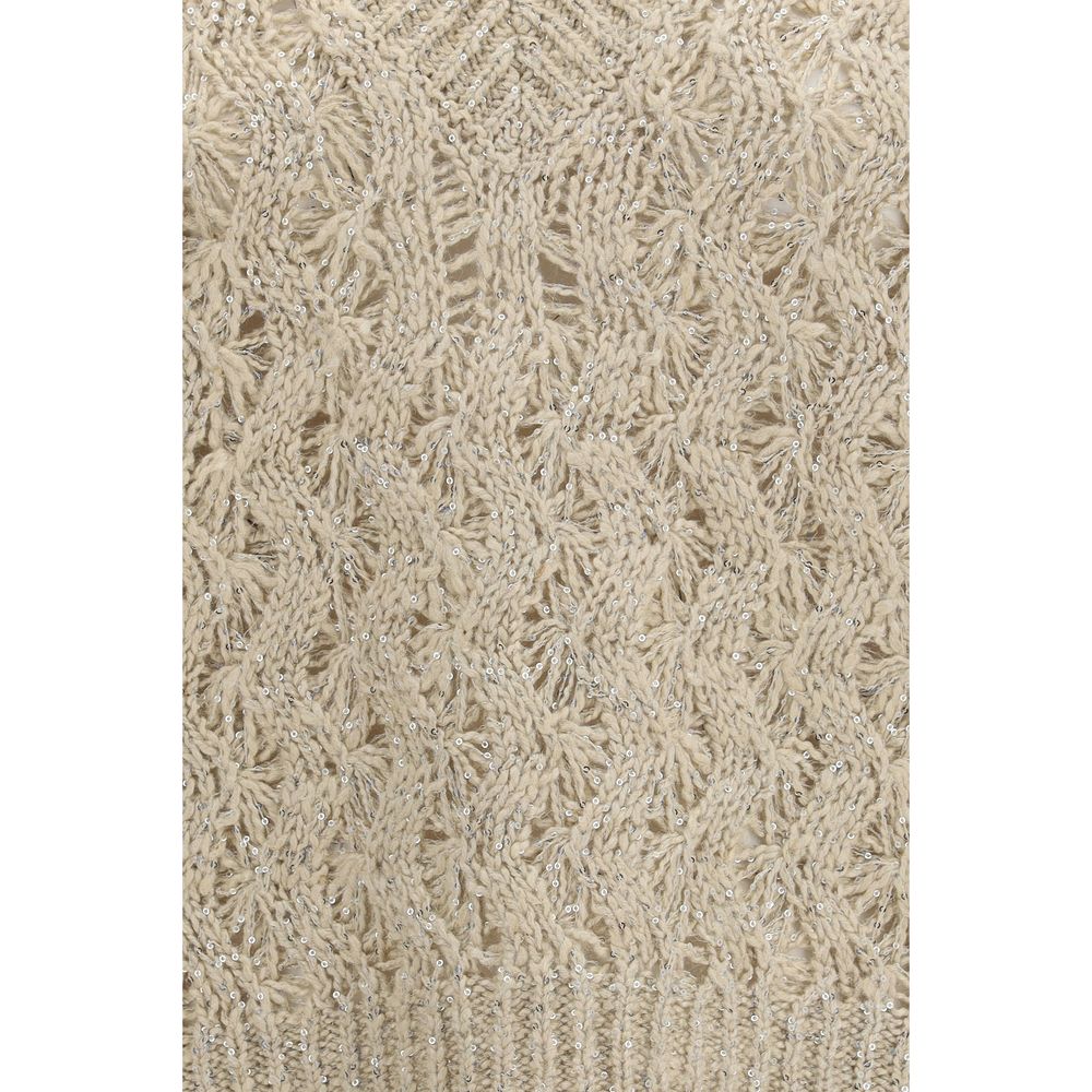 Brunello Cucinelli Beige Silk Sleeveles Sweater Brunello Cucinelli