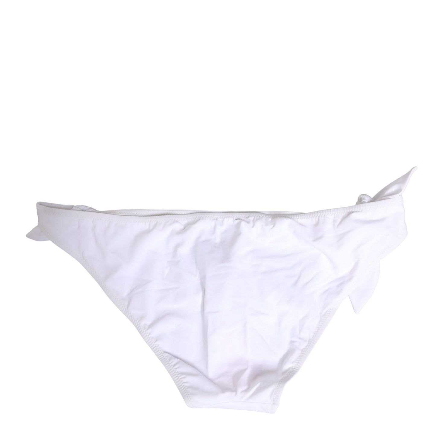 Dolce & Gabbana White Nylon DG Logo Plaque Bikini Bottom Swimwear