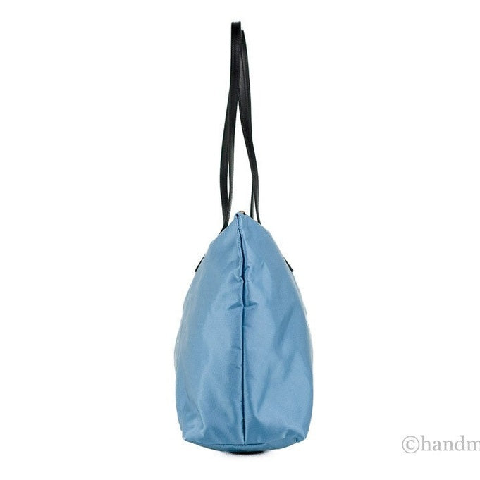 Versace Portuna Medusa Medium Cornflower Blue Nylon Leather Tote Bag Purse